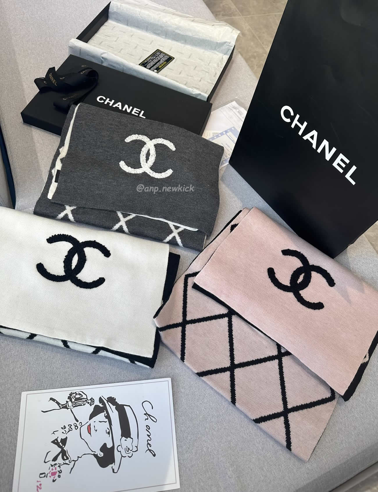 Chanel 2024 New 24b Cashmere Knitted Scarf 30x180cm (9) - newkick.org